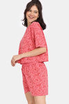 Rosaline Slangsync Knit Cotton Shorts Set -Hot Pink — thumbnail 2